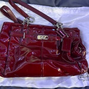 Coach Glossy Red Patent Leather Shoulder Bag